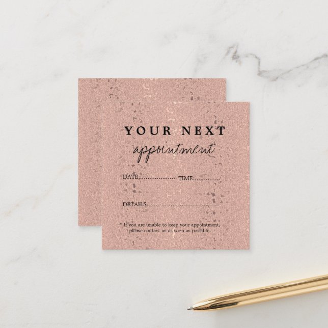 Tarjeta De Citas Salón de belleza elegante Rosa de oro (Anverso/Reverso In Situ)
