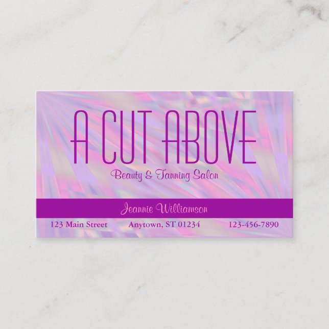 Tarjeta De Citas Salón de Belleza Purple (Anverso)