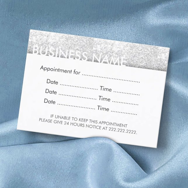 Tarjeta De Citas Salón de belleza Purpurina plateado moderno (Subido por el creador)