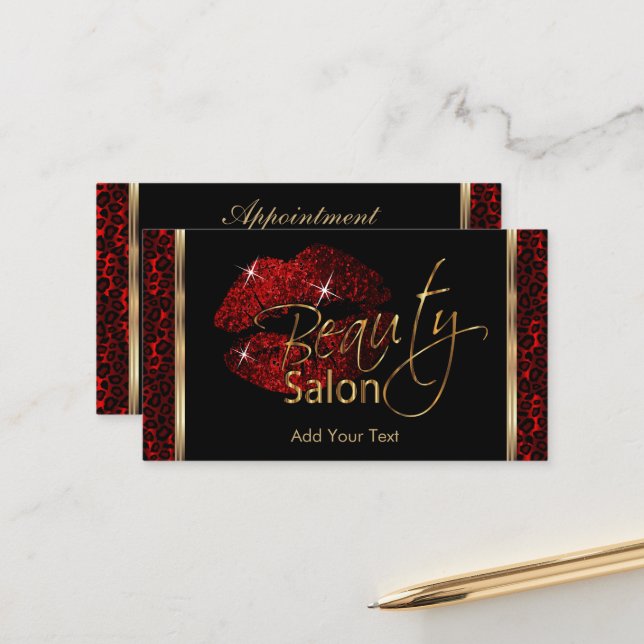 Tarjeta De Citas Salón de belleza - Rojo oscuro (Anverso/Reverso In Situ)