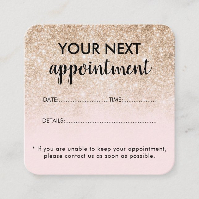 Tarjeta De Citas Salón de Belleza Rosa Elegante De Oro Moderno (Anverso)