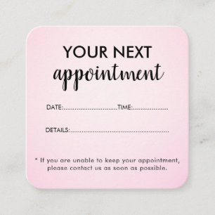 Tarjeta De Citas Salón de Belleza Rosa Elegante Moderno