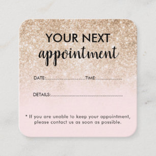 Tarjeta De Citas Salón de Belleza Rosa Elegante Oro Moderno