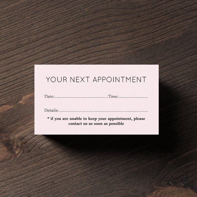 Tarjeta De Citas Salón de belleza Rosa simple y elegante (Subido por el creador)