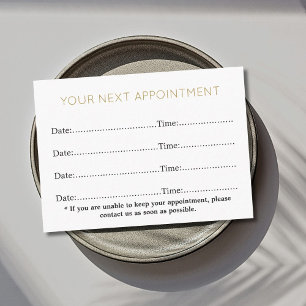 Tarjeta De Citas Salón de belleza simple y elegante de oro blanco