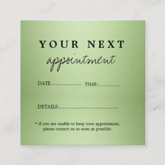 Tarjeta De Citas Salón De Belleza Verde De Lujo
