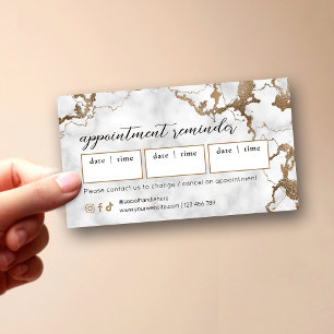Tarjeta De Citas Salón de Belleza y Spa de Mármol Dorado con Letra 