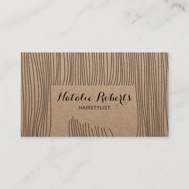 Tarjeta De Citas Salón de estilo rústico Kraft Personalizado (Anverso)