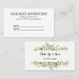 Tarjeta De Citas Salon de follaje verde acuarela