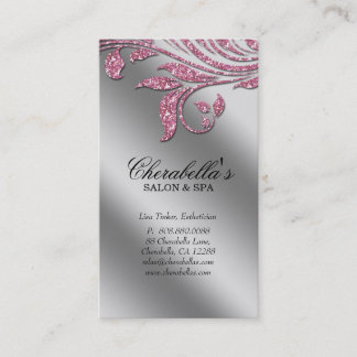 Tarjeta De Citas Salón de maquillaje Elegante Hoja de Plata Rosa