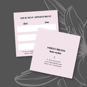 Tarjeta De Citas Salón de pelo blanco simple y elegante Rosa