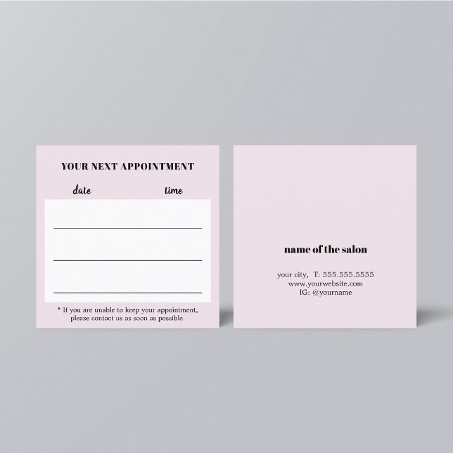 Tarjeta De Citas Salón de pelo blanco simple y elegante Rosa (Subido por el creador)