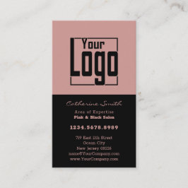 Tarjeta De Citas Salón de pelo elegante Lealtad negra y rosa