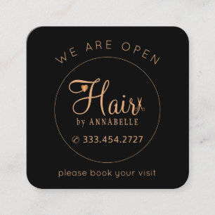 Tarjeta De Citas Salón de pelo moderno elegante peluquería negro