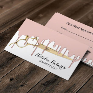 Tarjeta De Citas Salón de pelo Rosa moderno Rastreo de oro Rastreo