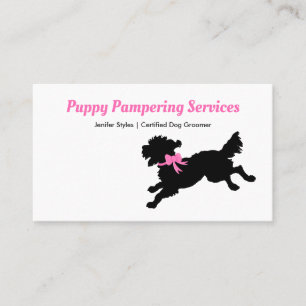 Tarjeta De Citas Salón de Peluquería de Caniche Rosa