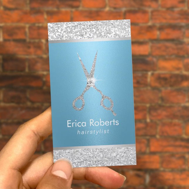 Tarjeta De Citas Salón De Secuencias De Lujo Azul Y Plata De Estilo (Subido por el creador)