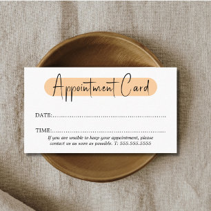 Tarjeta De Citas Salón de Simple Elegancia y Estilo Blanco Melocotó