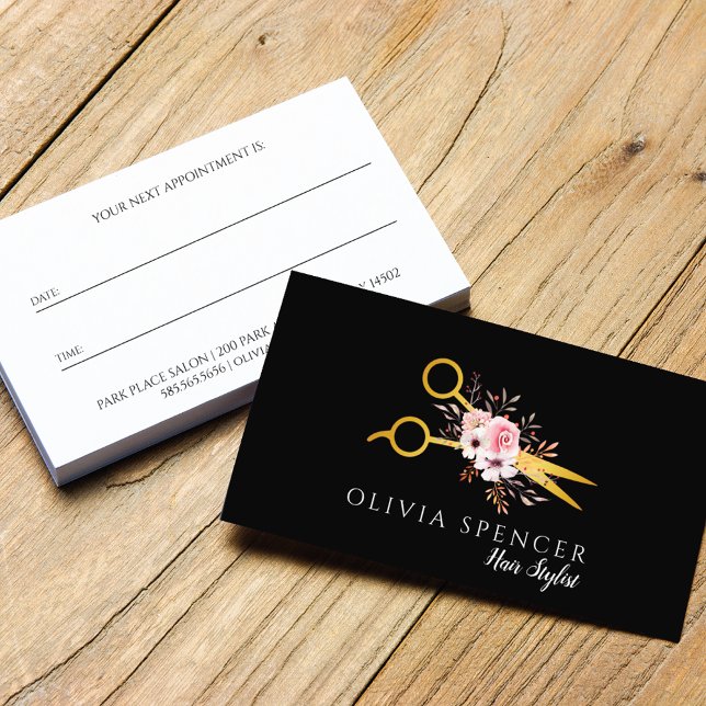 Tarjeta De Citas Salón de tijeras de oro de moda (Subido por el creador)