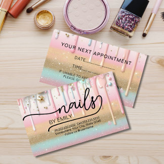 Tarjeta De Citas Salón de uñas de goteo de Pastel Paint Manicurist