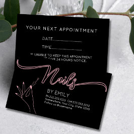 Tarjeta De Citas salón de uñas de moda Manicurista Rubor Rosa