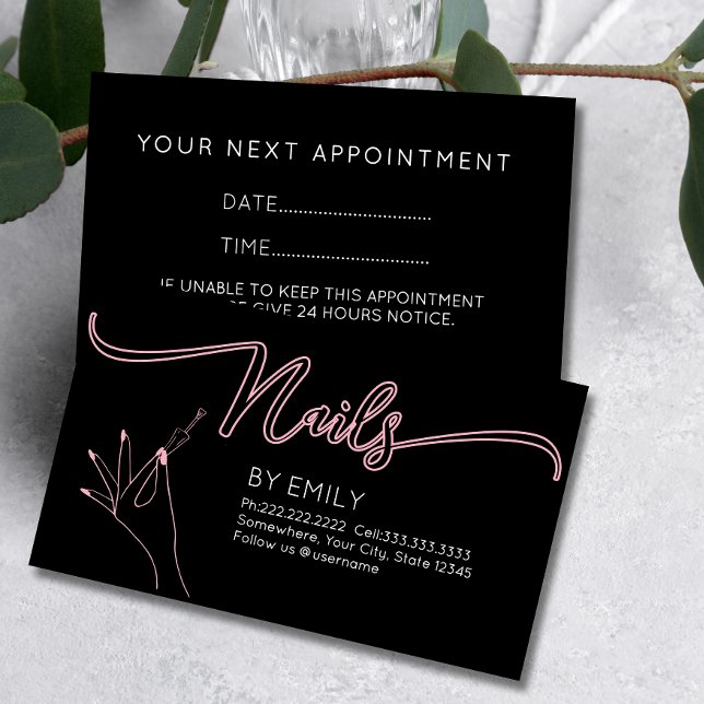 Tarjeta De Citas salón de uñas de moda Manicurista Rubor Rosa (Subido por el creador)