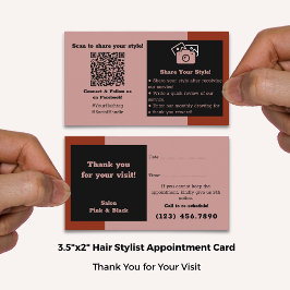 Tarjeta De Citas Salón del pelo Rojo rosa negro gracias, conexión s