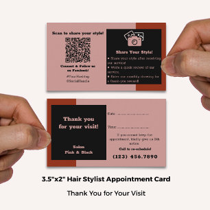 Tarjeta De Citas Salón del pelo Rojo rosa negro gracias, conexión s