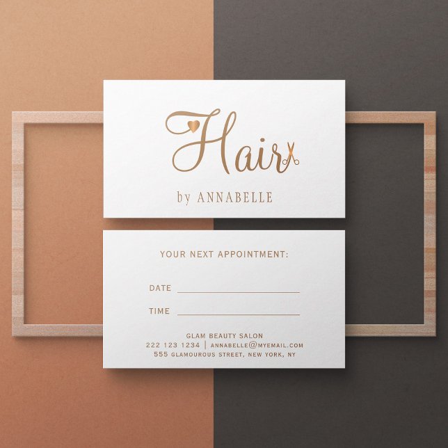 Tarjeta De Citas Salón elegante de peluquería con glam dorado (Subido por el creador)