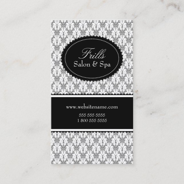 Tarjeta De Citas Salón elegante del damasco (Anverso)