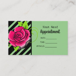 Tarjeta De Citas Salón elegante y elegante de rayas rosas negras de