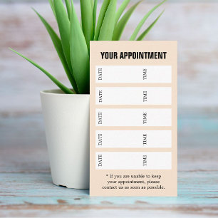 Tarjeta De Citas Salón Moderno Elegante Beige Claro Blanco Negro