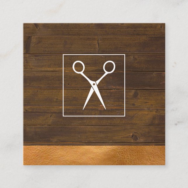 Tarjeta De Citas Salon Shears Rústica Wood Appointship Card (Anverso)