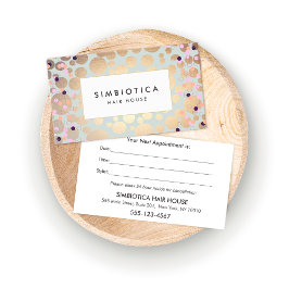 Tarjeta De Citas Salon Spa Faux Relieve metalizado dorado Circles T