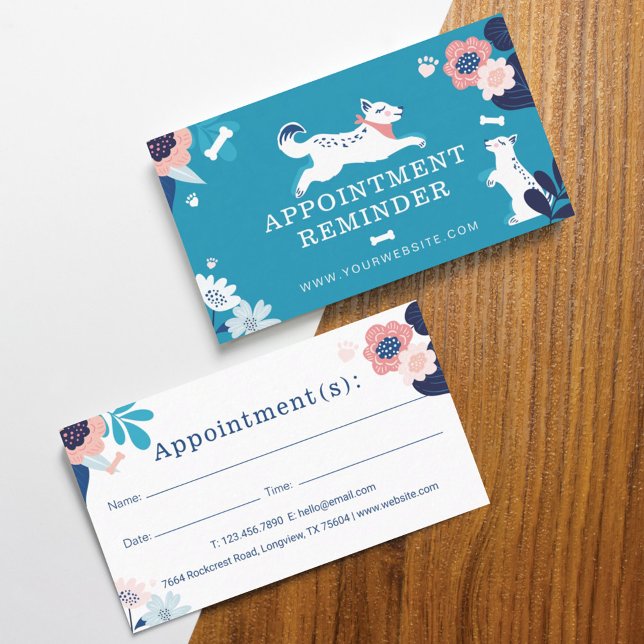 Tarjeta De Citas Salto Dog Floral Pet Care Services Blue (Subido por el creador)