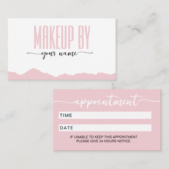 Tarjeta De Citas Script Modern Blush Pink and white (Anverso / Reverso)