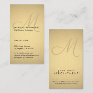 Tarjeta De Citas Script Monograma negro y Relieve metalizado de imi