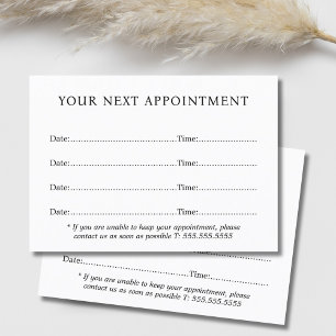 Tarjeta De Citas Sencilla Elegante Belleza en Blanco y Negro