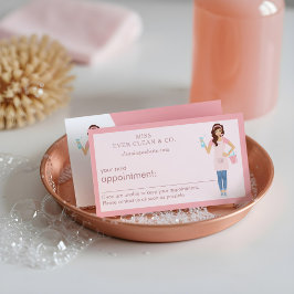 Tarjeta De Citas Servicios modernos de limpieza de mujeres y emplea