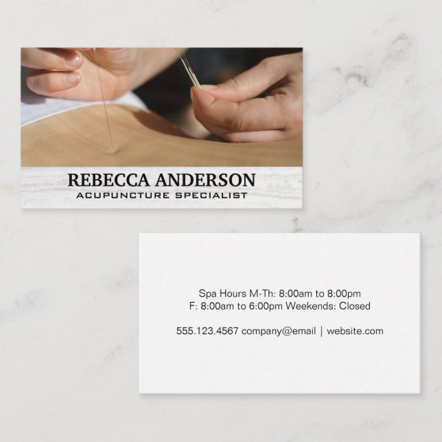 Tarjeta De Citas Sesión posterior de acupuntura | Medicina holístic (Anverso / Reverso)
