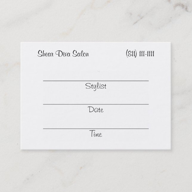 Tarjeta De Citas Shear Diva (cabeza roja) Appt. Tarjetas/Chubby (Anverso)