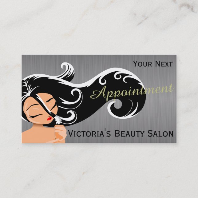Tarjeta De Citas Silhouette Woman Hair Stylist Appointment (Anverso)