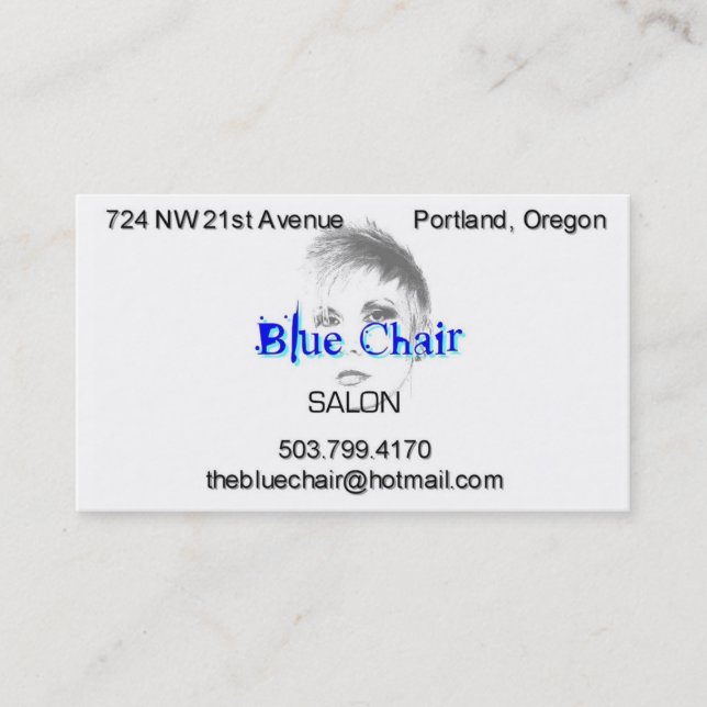Tarjeta De Citas Silla azul con el headshot (Anverso)