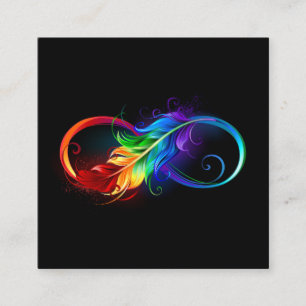 Tarjeta De Citas Símbolo infinito con pluma arco iris