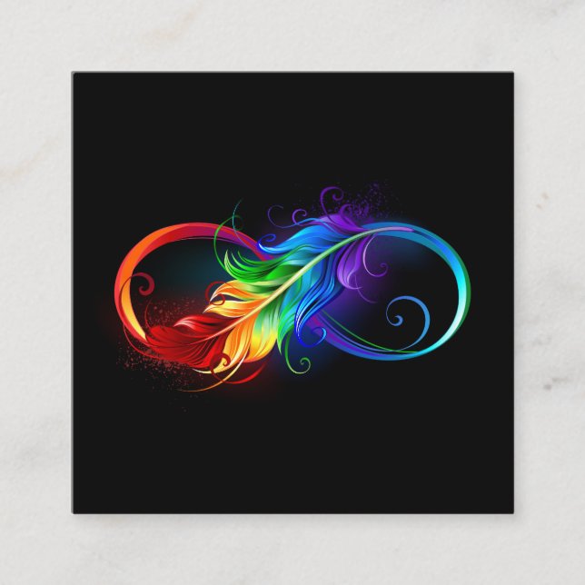 Tarjeta De Citas Símbolo infinito con pluma arco iris (Anverso)
