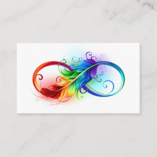 Tarjeta De Citas Símbolo infinito con plumas arcoiris