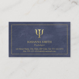 Tarjeta De Citas Símbolo Psicólogo Psi Tapa dorada de lienzo azul