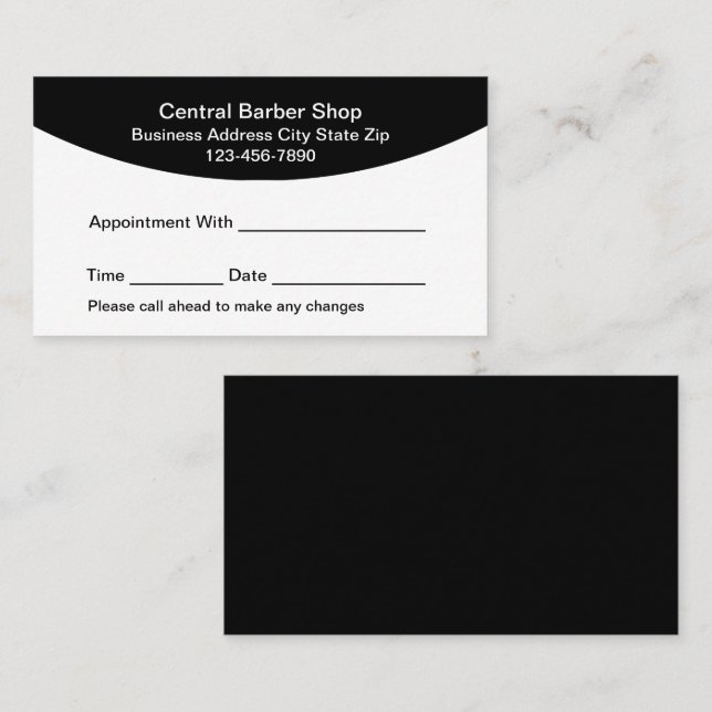 Tarjeta De Citas Simple Barber Shop Appointment Cards (Anverso / Reverso)