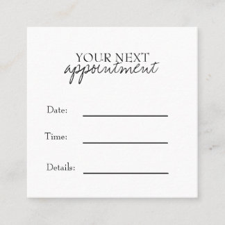Tarjeta De Citas Simple Elegant Black & White Appointment Card
