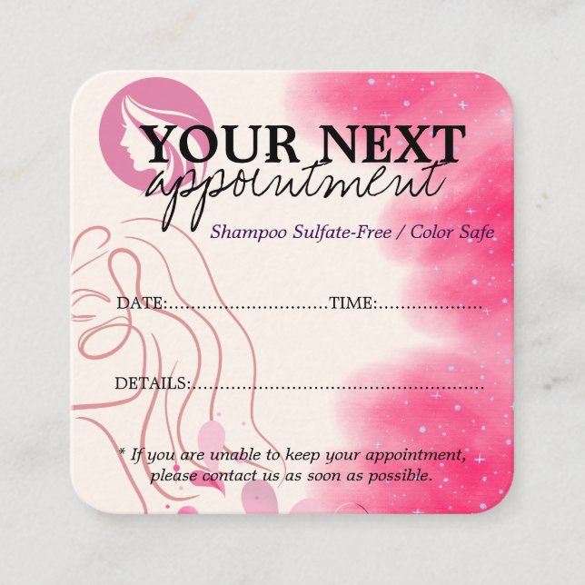 Tarjeta De Citas Simple Elegant Light Pink Beauty Salon (Anverso)